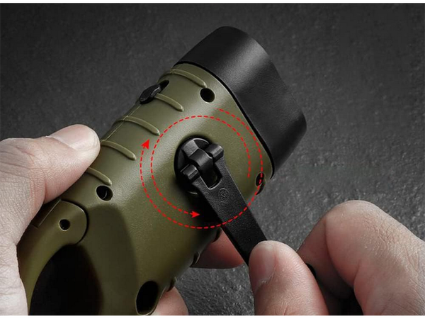 DYNAMO SOLAR TORCH 3 LED KINETIC HAND CRANK CLIP