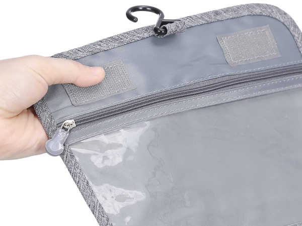 Cosmetic bag, hanging organizer for bathroom, with lock, hook and handle