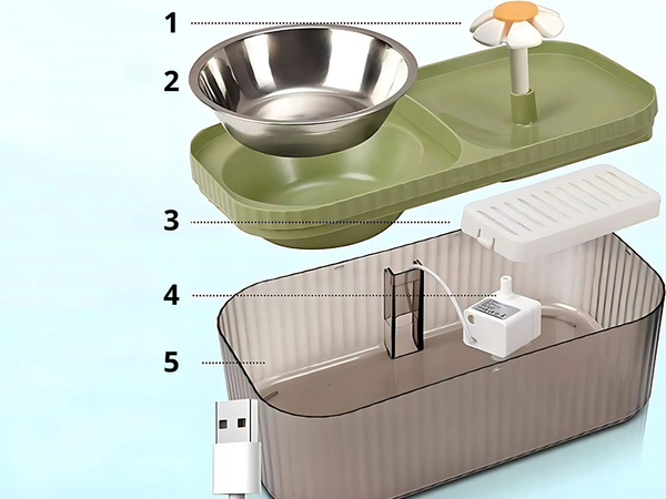 Automātiskais kaķu dzirdinātājs suņu ūdens strūklaka filtrs pārtikas bļoda