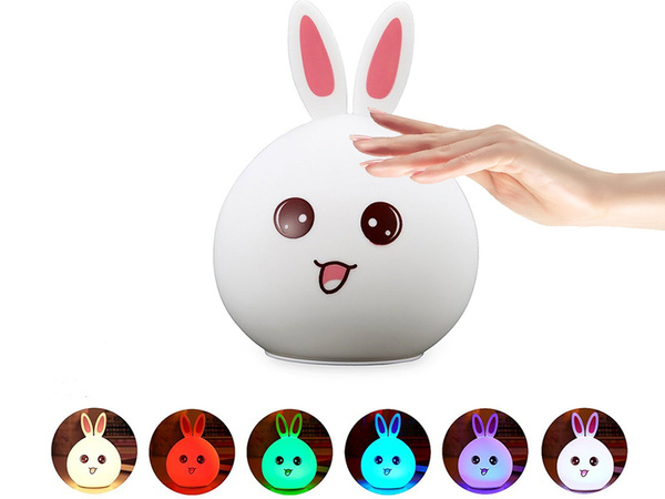 Lampe de chevet led lapin télécommandée rgb usb pour enfants