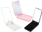 Led-illuminated cosmetic mirror for make-up, foldable travel mirror