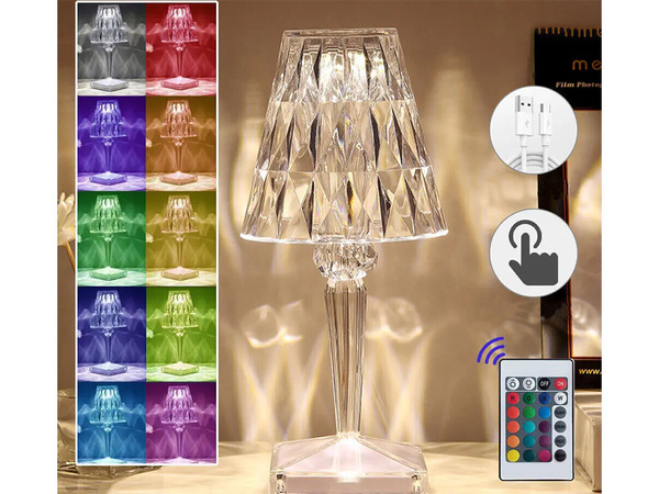 Namizna svetilka vodila kristal rgb usb daljinski upravljalnik