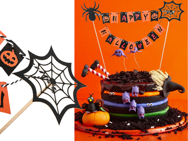 Halloween decoration for a cake cupcake picker topper garland paper