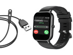 Smartwatch Damenuhr Herrenuhr mit Gummiarmband, Bluetooth, Anruffunktion, schwarz