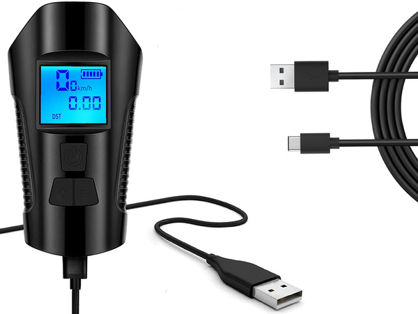 Első hátsó led kerékpár lámpa km számláló duda hangos csengő 3in1