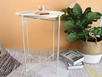 Mesa de centro redonda plegable de metal con bandeja para balcón terraza loft blanco