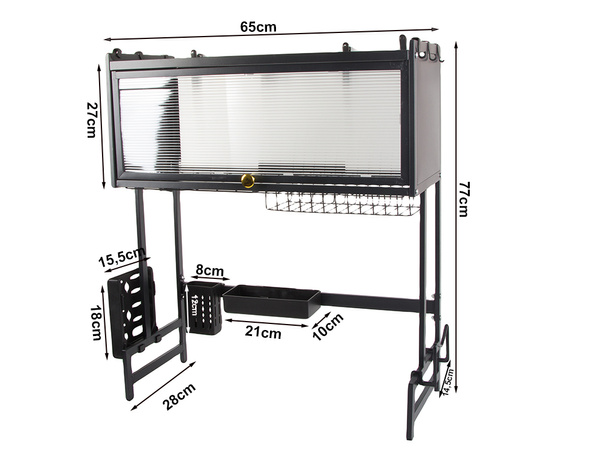 Drying rack for dishes, plates and cutlery large drip tray organiser cabinet 65 cm