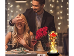 Rose éternelle en verre cadeau led rgb lumineuse verre rouge pour l'occasion