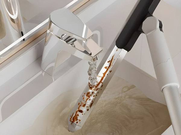 Water scraper for floors, windows and mirrors with a long telescopic handle