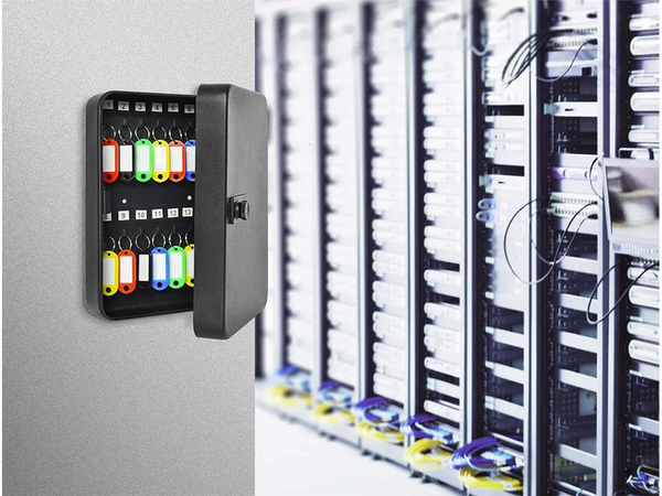 Kulcsszéf fém tok 20 kulcsra zárható akasztóval és kampókkal