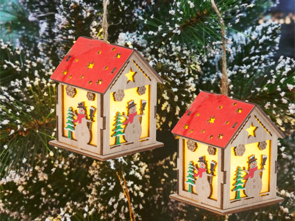 Lemn agățat lanternă copac de crăciun iluminat crăciun decor snowman