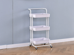 Estante de baño, armario de cocina, estantería móvil con ruedas, 3 niveles, blanco