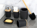 Set de baño cepillo de baño wc dispensador de jabón cestilla de bambú 5