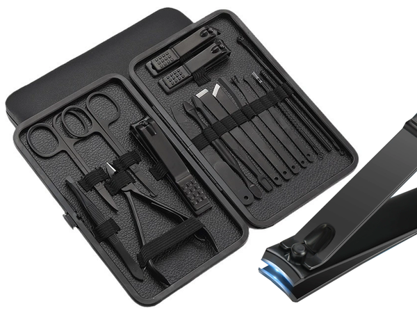 Zestaw do paznokci przybornik manicure pedicure etui cążki 18 elementów