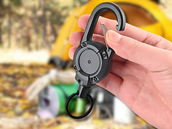 PORTE-CLÉS RÉTRACTABLE CORDE AVEC CEINTURE RÉTRACTABLE MOUSQUETON