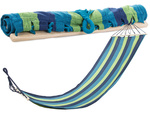 Garden hammock reinforced striped coloured wood rocker swing 200 x 80