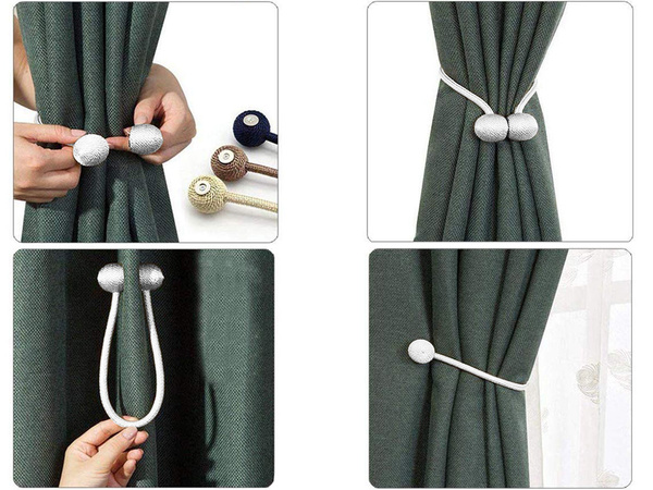 Pinces décoratives pour rideaux à force magnétique