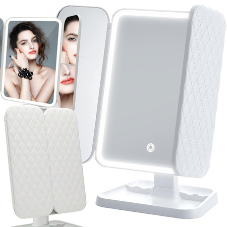 Miroir cosmétique illuminé miroir de maquillage pliant à led premium