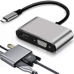Adapteris usb-c uz hdmi 4k vga hub usb 3.0 usb-c barošanas adapteris