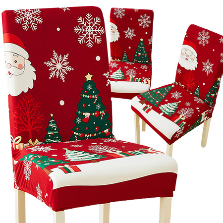 Vánoční potah na židli dekorativní univerzální Santa Claus na gumičku