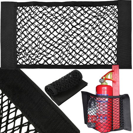 Kofferraumnetz stabil mit klettverschluss zum autositz stabile tasche 50x25cm