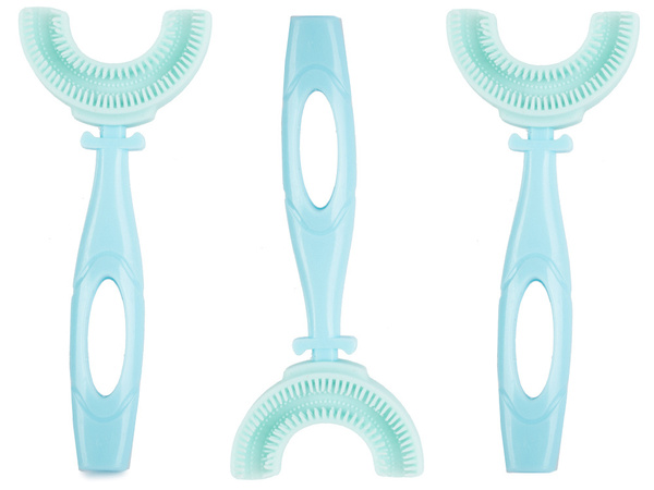 Cepillo de dientes manual de silicona para niños letra u 360