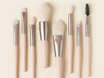 Set de 8 perii profesionale de machiaj pentru ochi, sprâncene, cu cutie cosmetică
