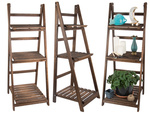 Wooden standing flower bed ladder three shelves plant shelf