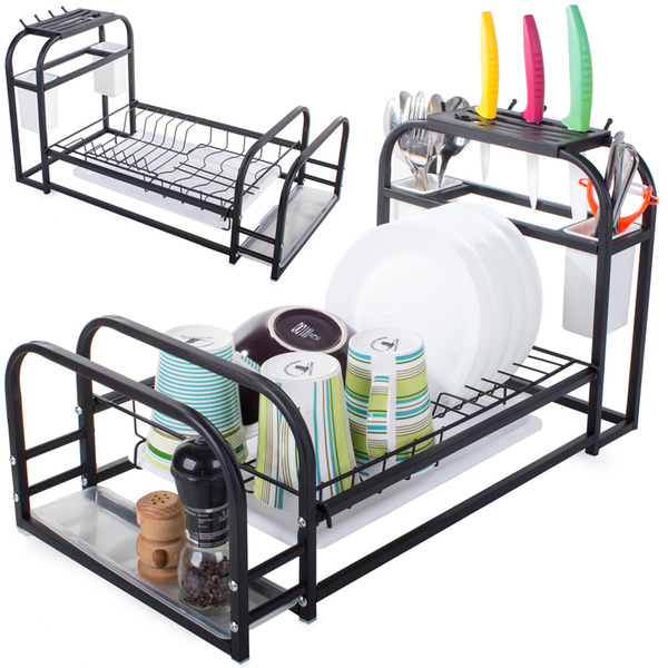 Dish drying rack with tray stand loft
