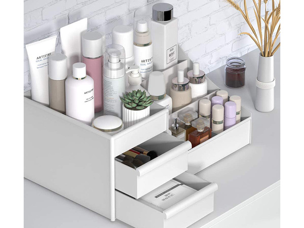 Kirstu kosmeetika korraldaja ehete konteiner kahe sahtliga