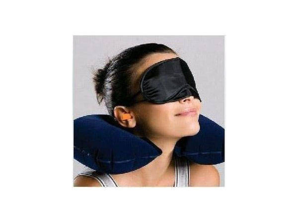 Travel pillow inflatable croissant + blindfold