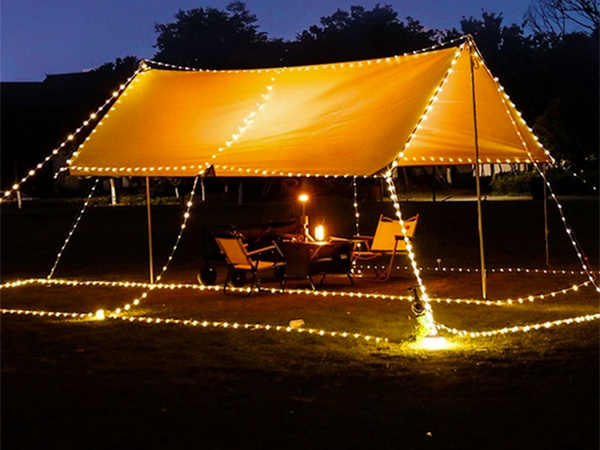 Camping light rechargeable led garland on roll 20m warm