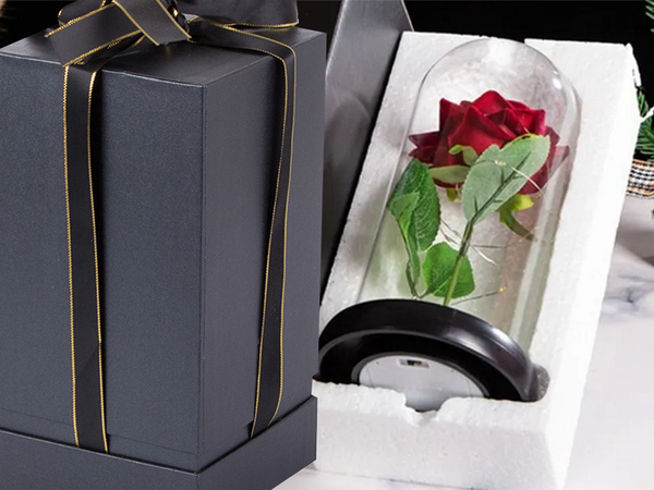 Everlasting rose in glass red led gift luminous for an occasion for women