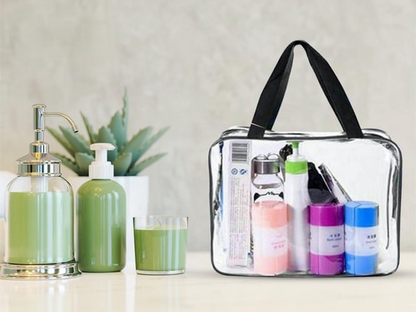 Mallette cosmétique transparente 3 en 1 pour les voyages en avion
