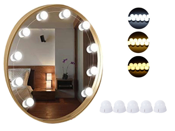 Led tualetes galds spogulis gaismas make-up komplekts 10gab
