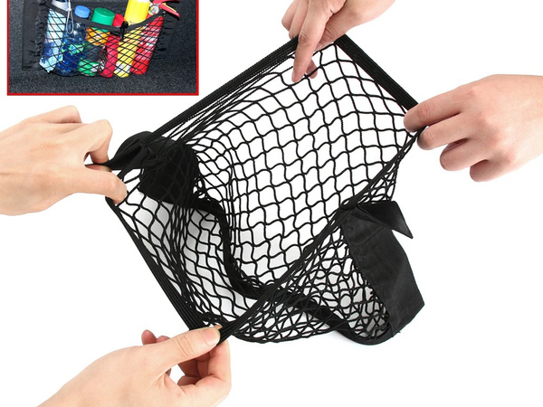 Automašīnas bagāžas nodalījuma tīkls izturīgs ar velcro pie automašīnas sēdekļa izturīga kabata 50x25cm