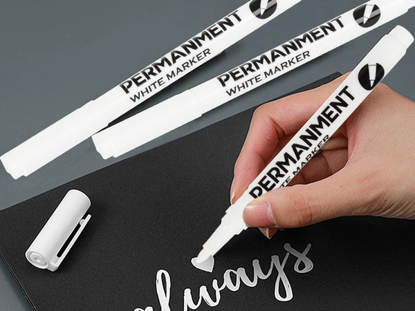 Permanentais marķieris balts stikla riepām tērauda