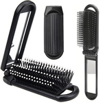 Hair brush folding mirror travel handy with mirror