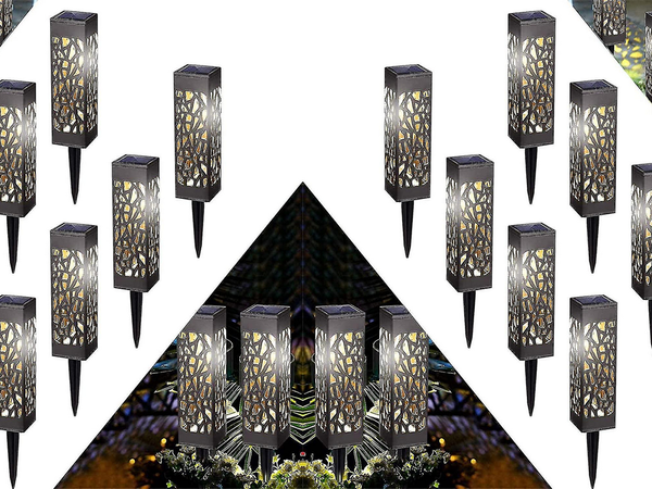 Záhradná lampa solárna dekoratívna sada 4 kusov senzor súmraku