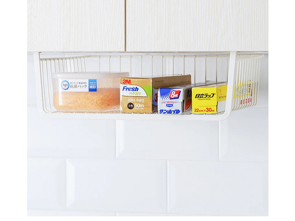 Hanging basket under shelf metal basket organiser kitchen basket white