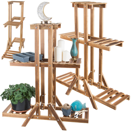 Three-tier flower pot stand wooden flower pots
