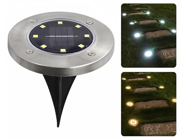 Solar disk garden lights twilight sensor 4pcs