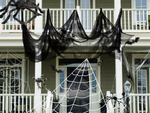 Tela de araña grande negra artificial decoracion halloween 2 piezas