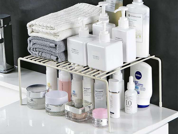 Metallregal in der breite verstellbar erweiterbar für küchenorganizer weiss