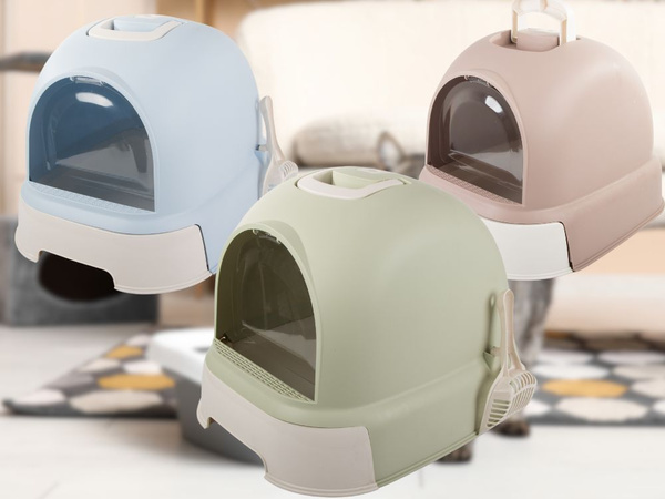 Cat litter tray large closed for litter shovel sturdy pull-out