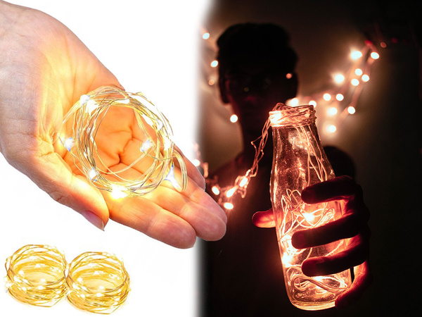 Drôtové svetlá 100 led s batériami 10m biela teplá