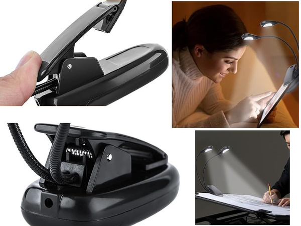 Lampe de bureau a clip led ecole lecture flexible double clip