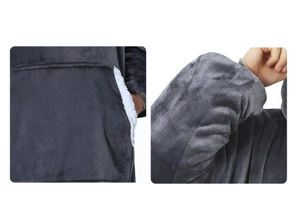 Megztinis šiltas oversize antklodė xxl 2in1 storas kailis minkštas gobtuvas su gobtuvu chalatas