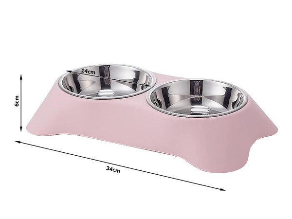 Bol dublu pentru câine pisică metal 2 boluri bufet