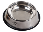 Metal bowl for dog cat silver on rubber 1.3l